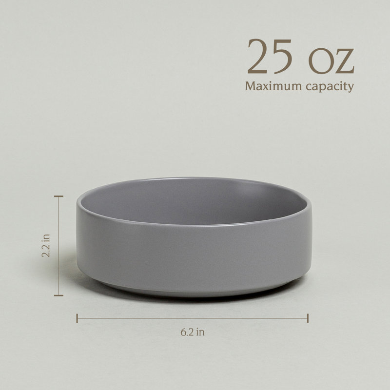 Stackable over&back Semi Hand-Finished Stoneware Cereal Bowls, Grey