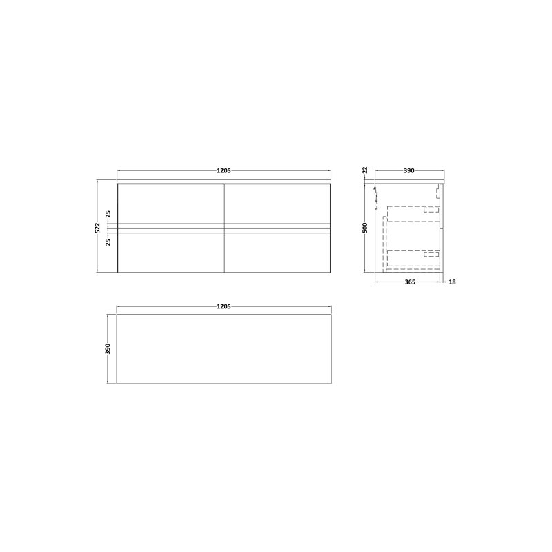 Urban 120.5cm Double Bathroom Vanity Base Only, Satin Blue