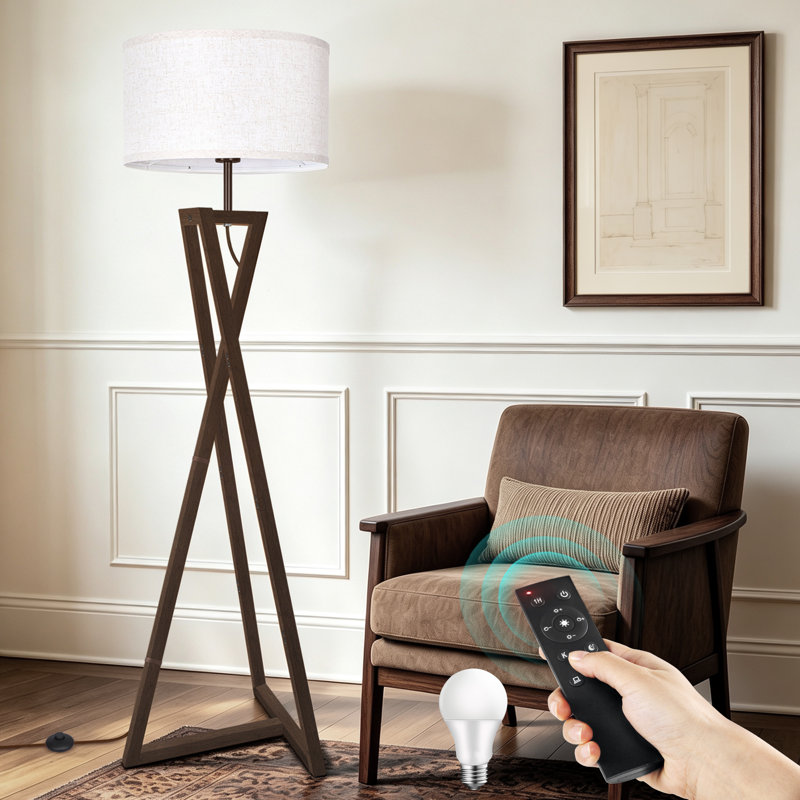 153cm Powder Coated Tripod Floor Lamp, Black