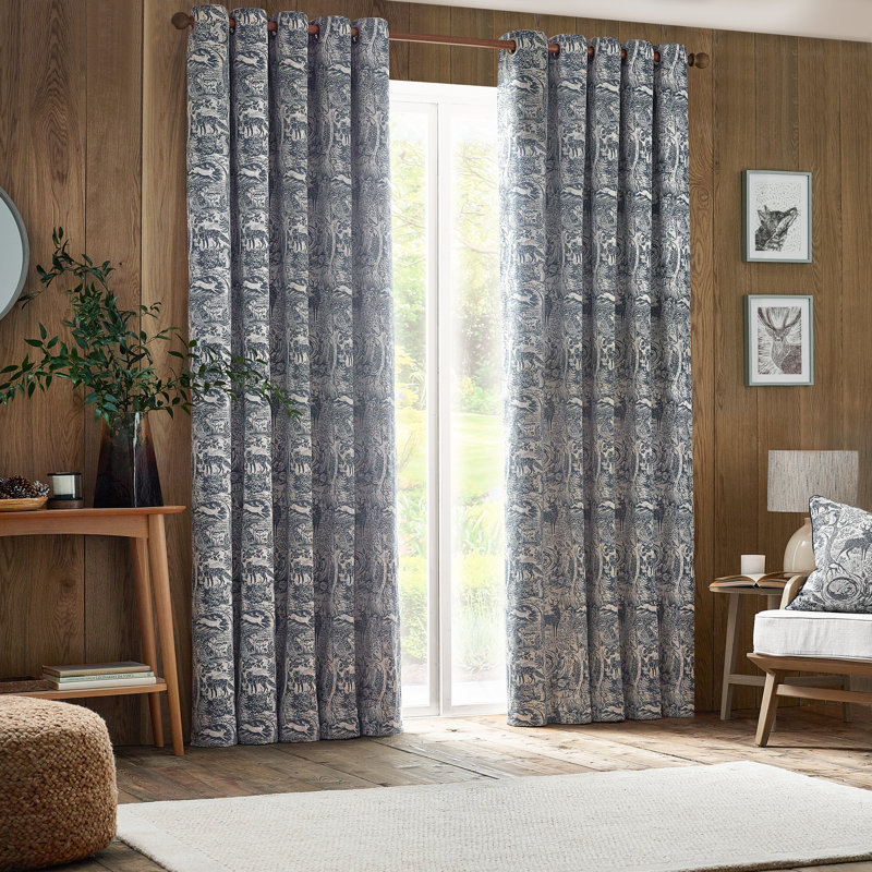 Room Darkening Curtain Pair, 229cm Width  x 229cm Drop, Blue
