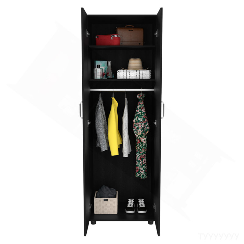 Slim Armoire Barkley, chambre à coucher, noir