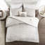 Housse de couette pour lit double / grand en coton 4 pièces - Shabby Chic, brodée avec médaillon et motif inversé, comprend une couette, 2 taies décoratives 1 coussin décoratif, lavable à la machine réversible double / grand, coton,