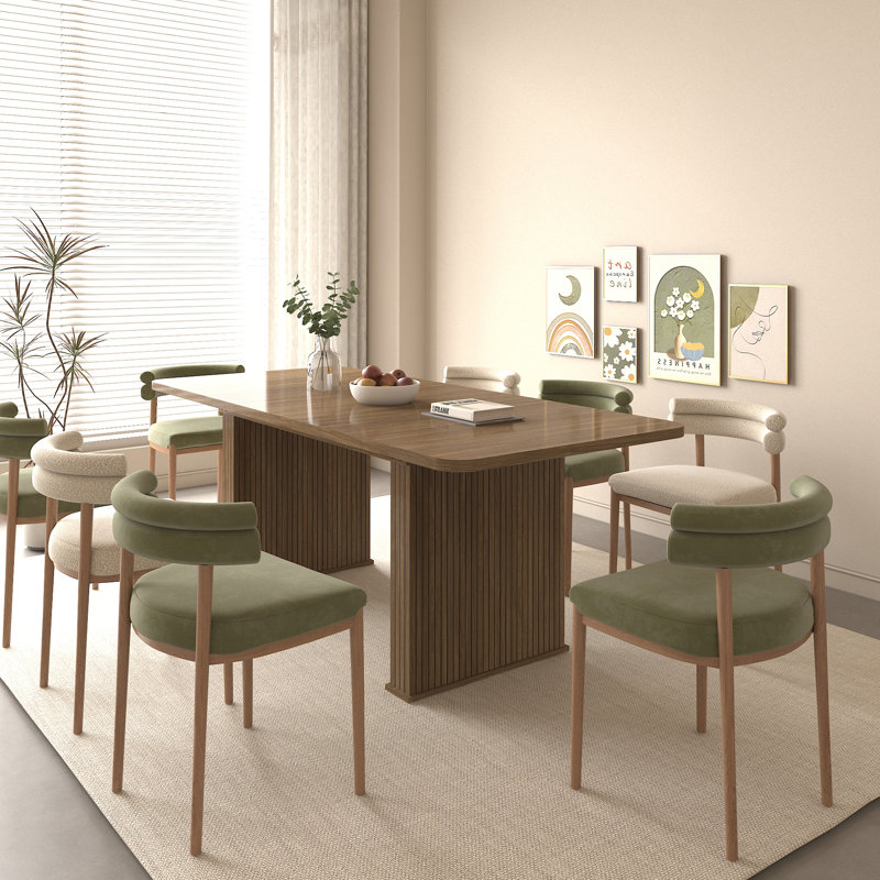 Table de salle à manger moderne pour 6 à 10 personnes, table de cuisine en bois avec double piédestal robuste, table de salle à manger en bois pour la salle à manger