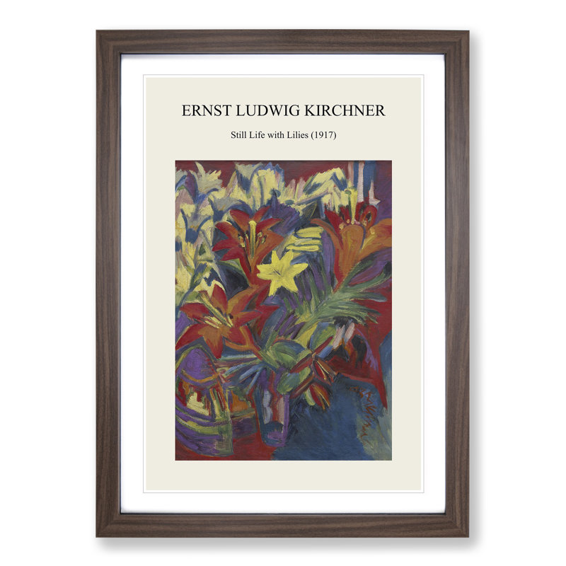 Still Life With Lilies by Ernst Ludwig Kirchner - Single Picture Frame Print, Walnut Framed, 36cm H x 27cm W x 2cm D