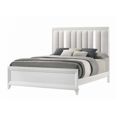 1Pc Panel Bed Upholstered Cushion LED Lights Headboard(Only Bed)