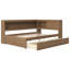 Lit de jour double en bois avec rangement, USB, DEL et 2 tiroirs, ton bois antique-463667407