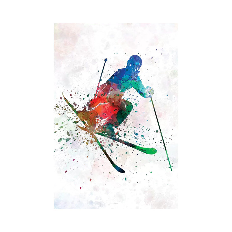 Woman Skier Freestyler Jumping by Paul Rommer - Wrapped Canvas Painting, 101.6cm H x 66.04cm W x 1.91cm D