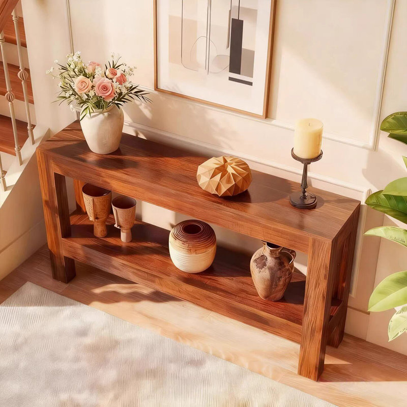 Console Retro Minimalist, 29,53 po H x 47,24 po L x 13,78 po P, Bois naturel