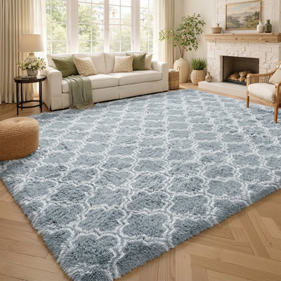  Non-Slip Washable Gray Shag Area Rug