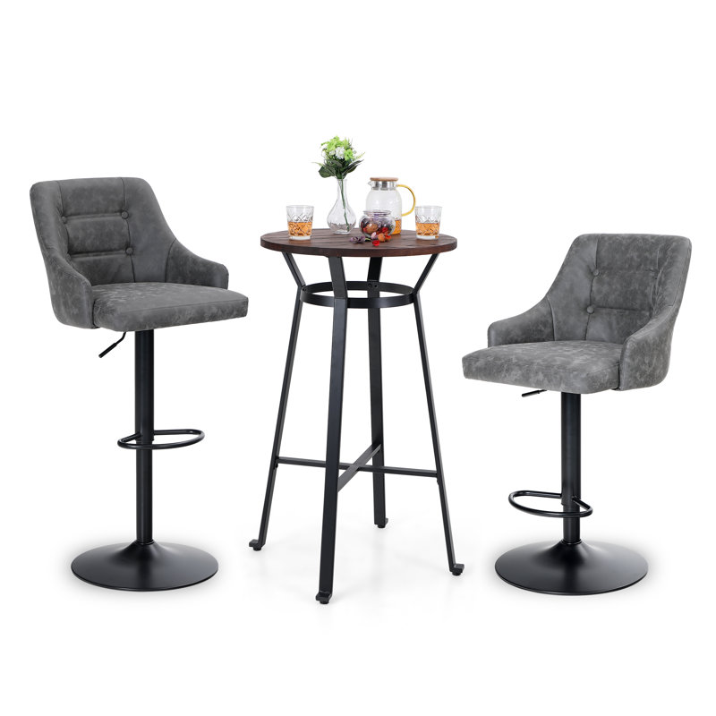 2 - Person Solid Wood Top Four Leg Base Dining Set, Gray