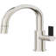 Corsano Contemporary Pull Down Kitchen Faucet with Button Sprayer Low Arc Spout and BFB Series Handle-1017011693
