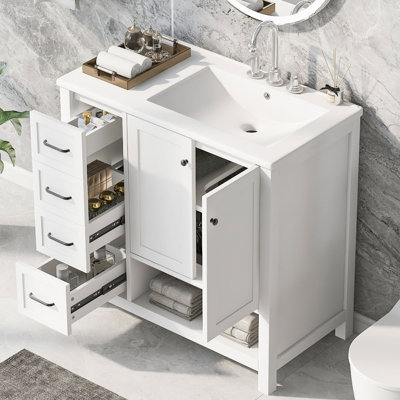 36" Bathroom Vanity With Ceramic Sink
