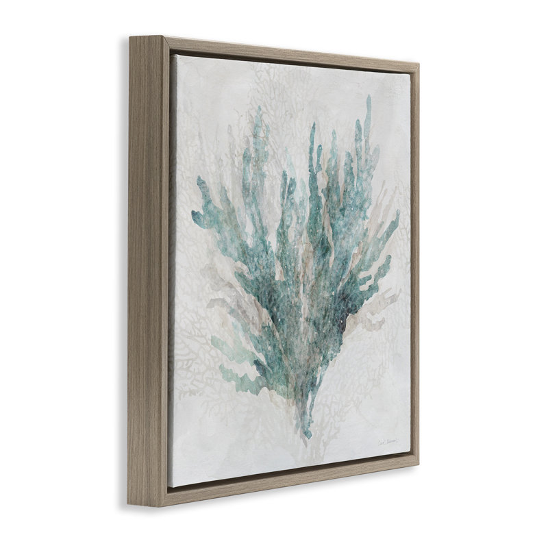 Toile flottante encadrée de branche de corail douce et douce, design par Carol Robinson, H 25 po x l 25 po