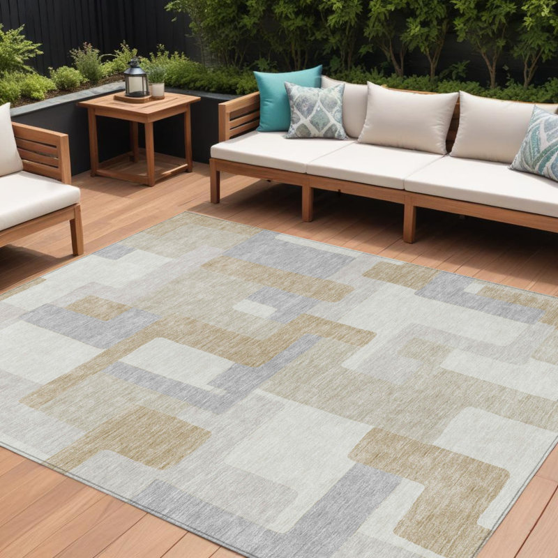 Tapis intérieur / extérieur géométrique lavable 9 pi x 12 pi