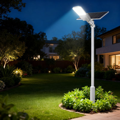 6000W Solar Street Light With Remote Control, IP67 Waterproof Outdoor Security Flood Light For Parking Lots, Streets, Gardens, Stadiums, Dusk To Dawn Operation