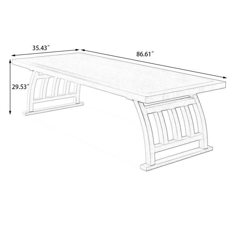 Burlywood Rectangular Solid Wood desk, 29.53" H x 86.61" W x  35.43" D