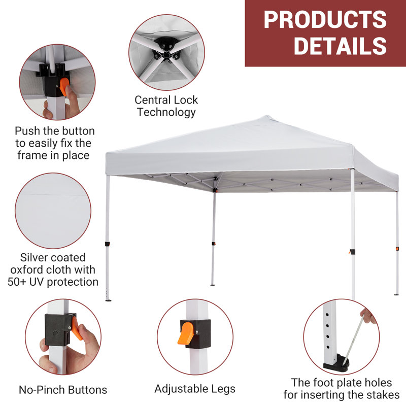 Pop Up Canopy Tent 10x10ft – Waterproof Outdoor Gazebo, Easy One-Push Setup, Mesh Mosquito Netting Side Walls, Ideal for Camping, Patio, Backyard, Deck, Parties, Events