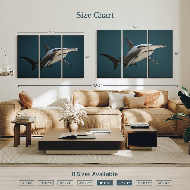 Great Hammerhead Shark, 32" H x 50" W