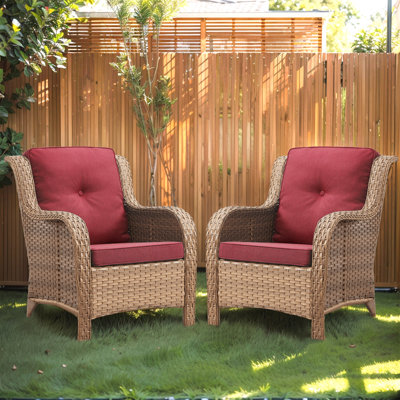 Chaises longues d'extérieur en rotin avec coussins Deb Wicker