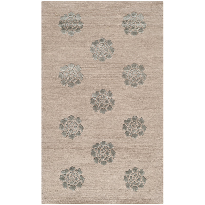 Handmade Tufted Zinc Medallion Wool Silk Rug