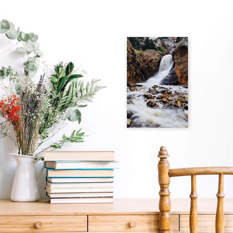 «Rush Mountain Waterfall Peaceful Serene Tranquil Forest Landscape», reproduction d'art murale, H 18 po x l 12 po