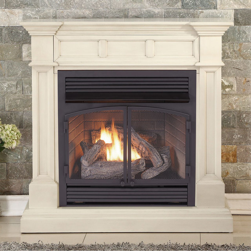 Duluth Forge Dual Fuel Vent less Gas Fireplace - 32,000 BTU, Antique White, 45" H x 45" W x 15" D, Yes