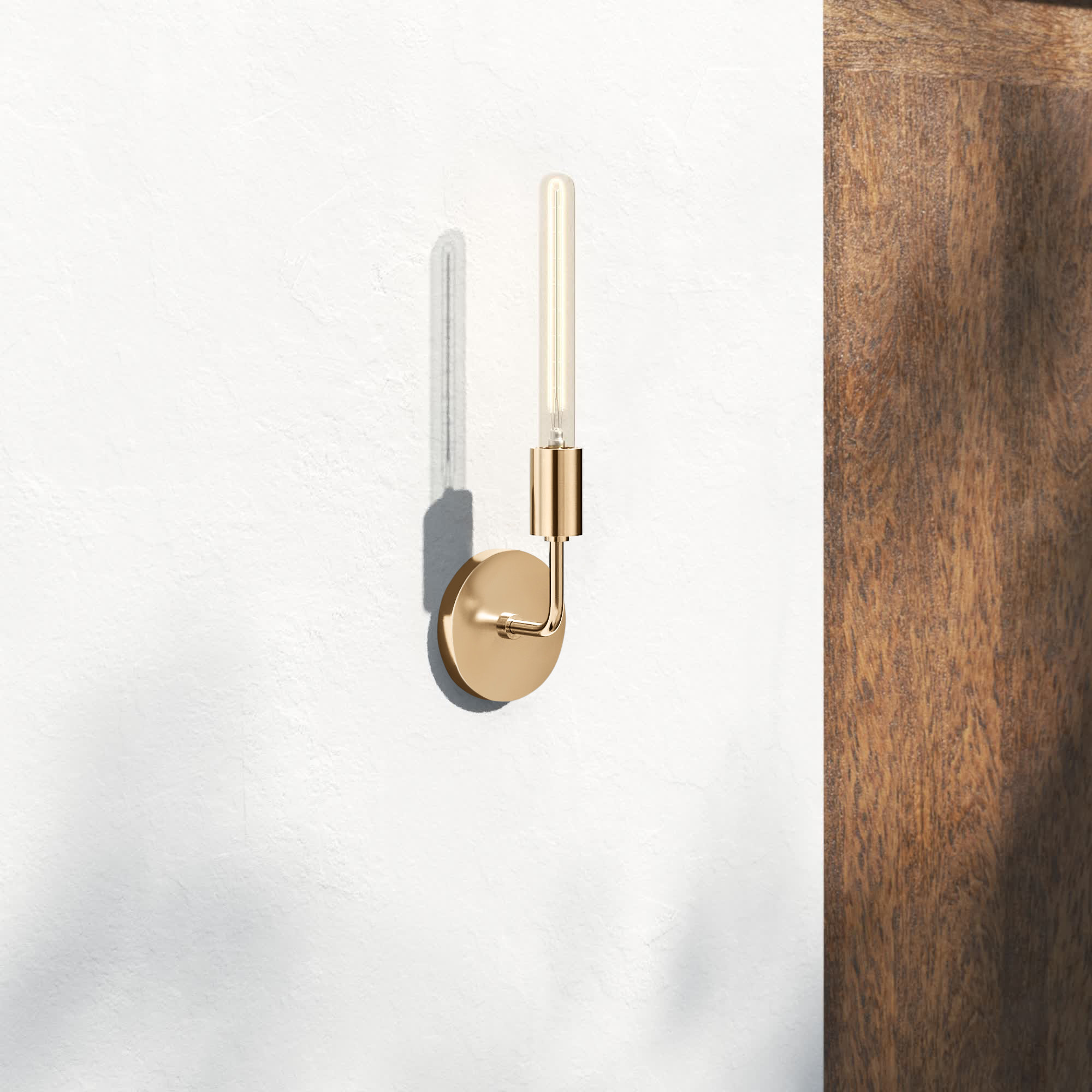 Madisson Single Light Dimmable Armed Sconce, Aged Brass