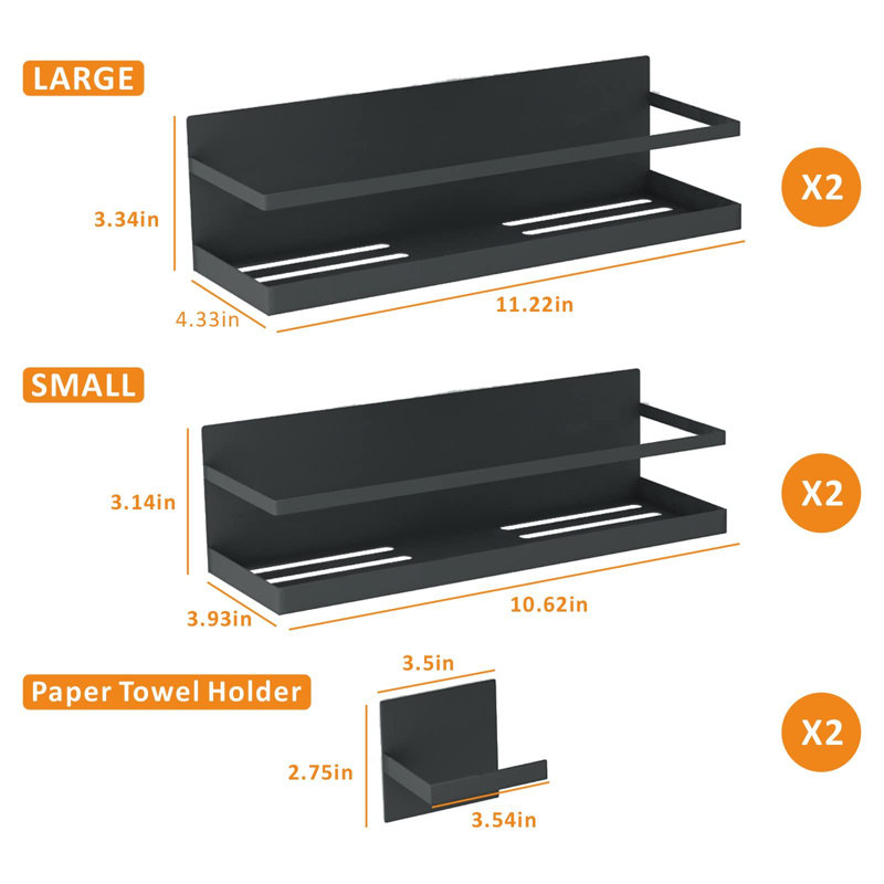 Magnetic Spice Rack For Refrigerator Magnetic Fridge Shelf For Kitchen Spice Organizer Magnetic Shelf For Fridge Space Saving Black 4 Pack With Magnetic Paper Towel Holder