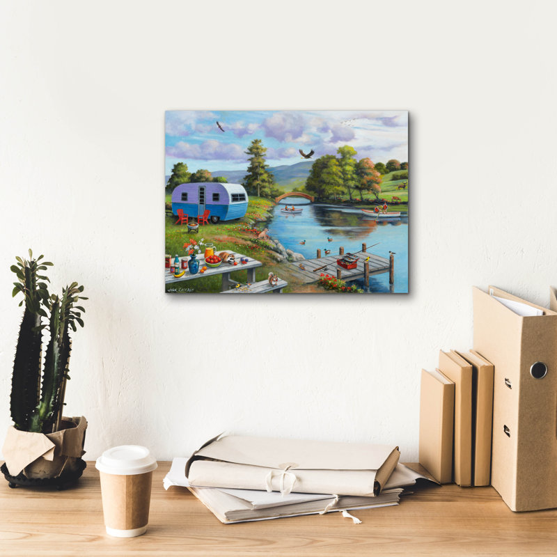 " Fishing On The River " by John Zaccheo, 12" H x 16" W x 0.75" D