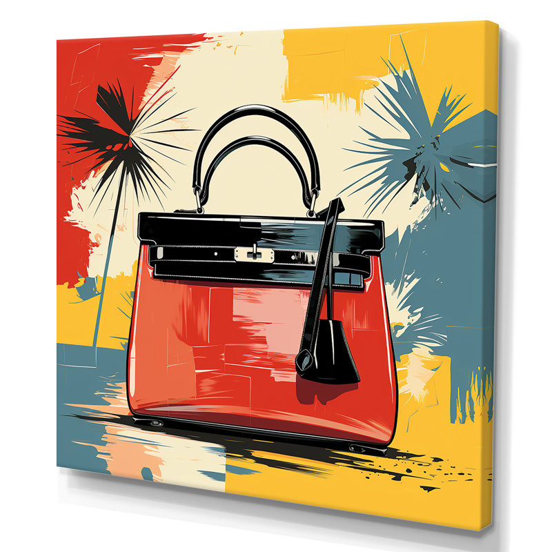 Sac à main rouge et jaune Silhouette, Toile tendue, H 16 po x l 16 po x P 1 po