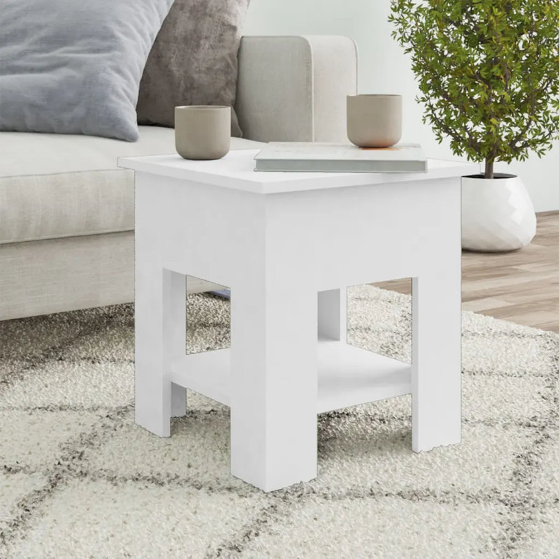 Table de bout en verre avec rangement, Chêne sonoma, 15,7 po x 15,7 po x 16,5 po