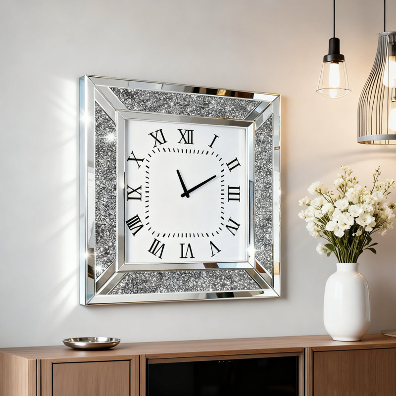 Shyfoy 60x60cm  Wall Clock  Square Glass Diamond  Accent Clock