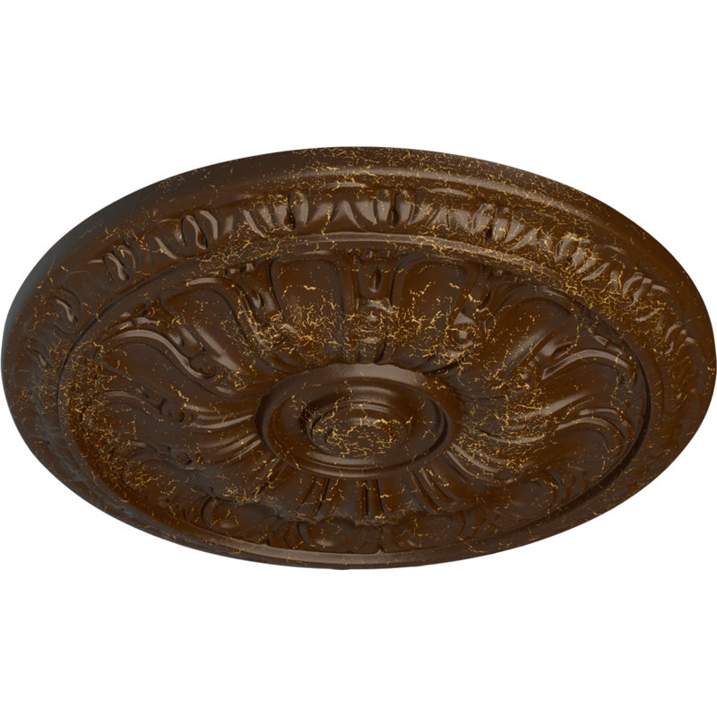 Médaillon de plafond Endurathane Kirke, DO 15 3/4 po x P 5/8 po (convient aux auvents jusqu'à 3 3/4 po), fini craquelé à la bière à la main peint à la main