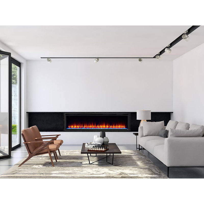 72-Inch White Electric Wall Mounted Linear Fireplace