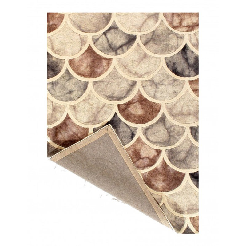 Tapis brun/gris touffeté géométrique fait main Valor