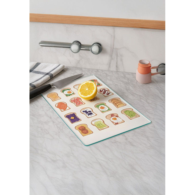 Durable Tempered Glass Cutting Board, 7.9 x 11.8 inches | 100% Antibacterial, Non-Slip Silicone Feet | Easy Clean Surface, Perfect for Food Prep & Kitchen Use, Not Dishwasher, Microwave, or Oven Safe