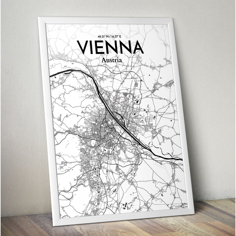 Vienna City Map - No Frame Print, 43.2cm H x 27.9cm W x 0.13cm D