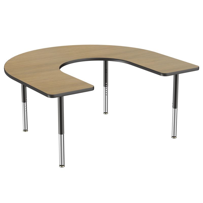 Table d'activité 60 "x 66" en forme de T avec pieds réglables, Maple/Blue/Black, Super, Noir, noir, noir, noir