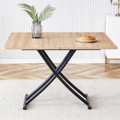 Table élévatrice multifonctionnelle moderne avec plateau MFC de 0,8 po et pieds en métal, polyvalente et polyvalente