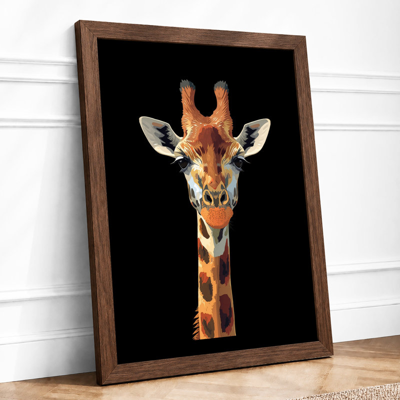 Giraffe Portrait Modern - Framed Print, A1 - 84.1 x 59.4 cm, Walnut