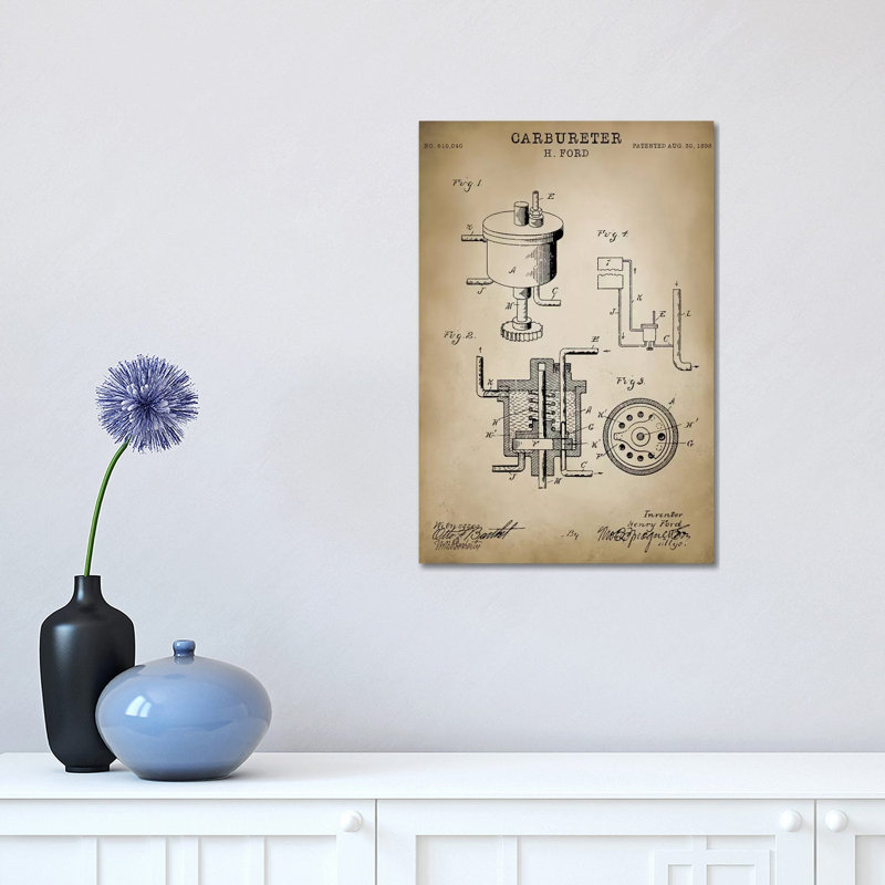 Ford Carbureter - Wrapped Canvas Print, 30.48 cm H x 45.72 cm W