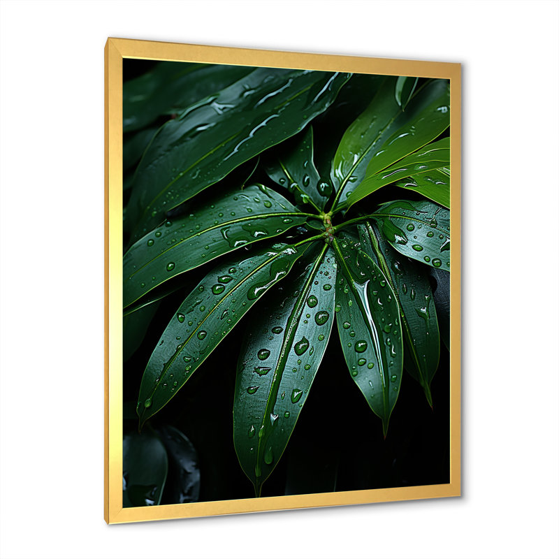 «Emerald Jungle Leaves Embrace», reproduction sur toile, H 40 po x l 30 po x P 1,5 po, Encadrement doré