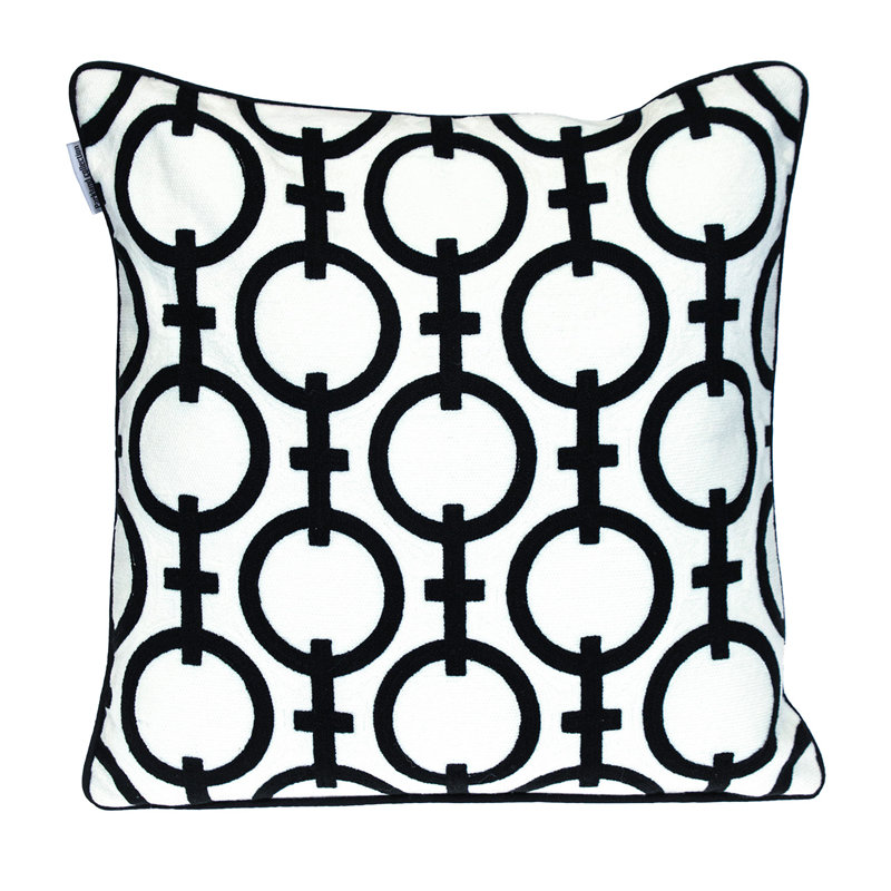 Coussin noir à fermeture à glissière 100% coton