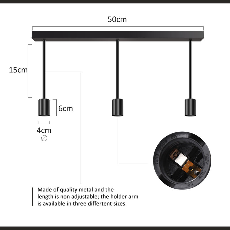 Melousia 1 - Light Black Kitchen Island Pendant, No