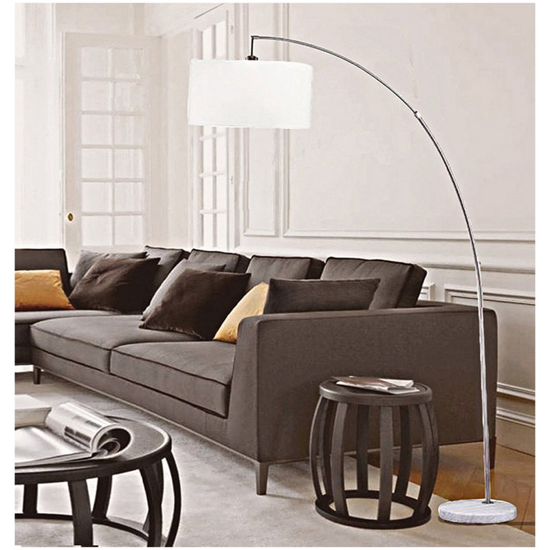 Lampe sur pied en métal 86 "Allegro", blanc et argent brossé, Brushed Silver, White