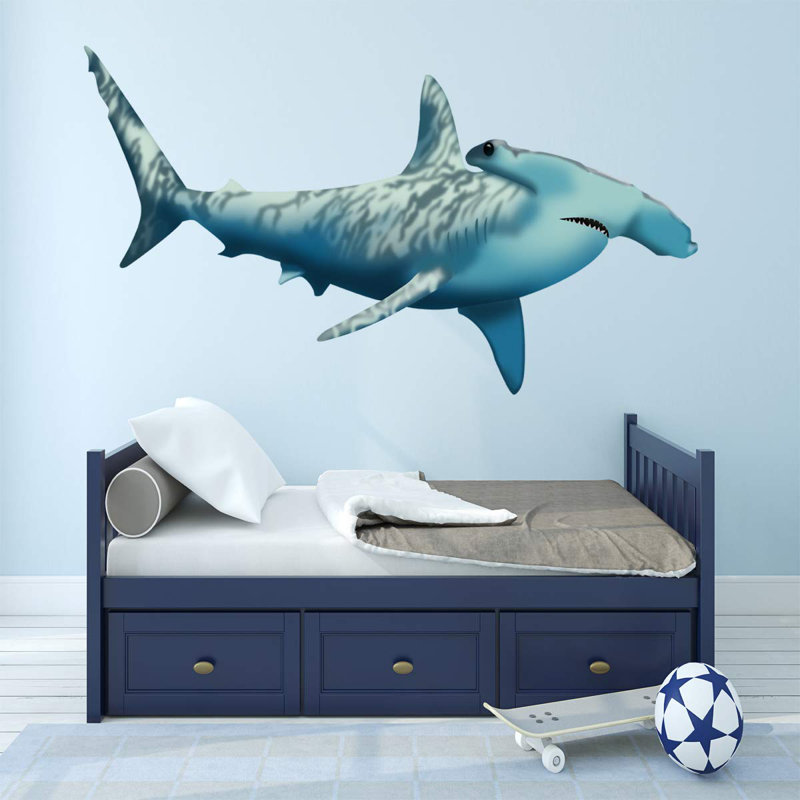 Décalcomanie murale requin océan, H 30 po x l 50 po x P 0,01 po