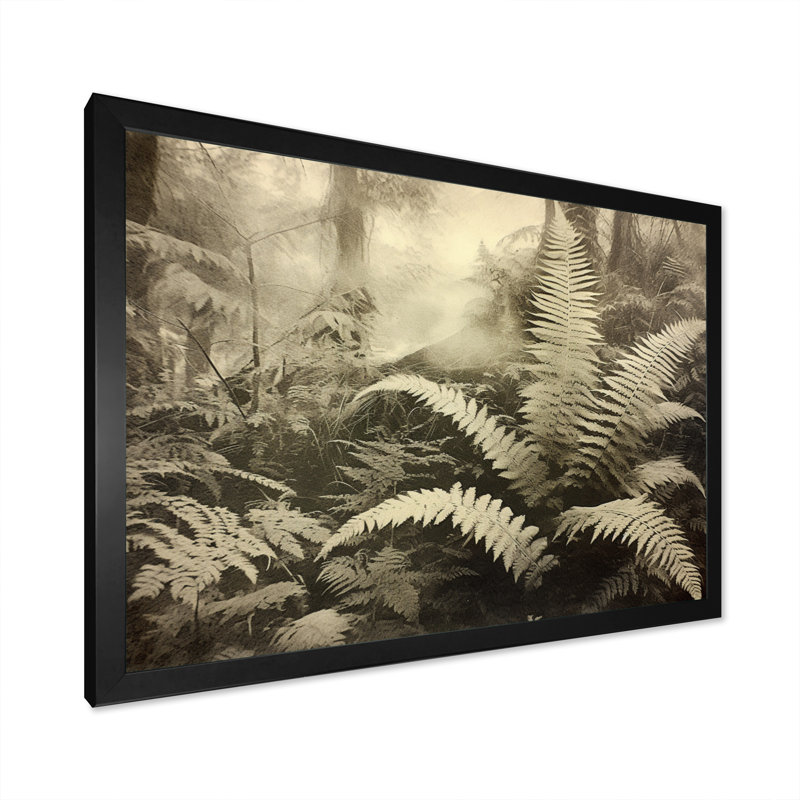 Green Fern Scenery V sur toile, H 30 po x l 40 po x P 1 po, Cadre simple noir