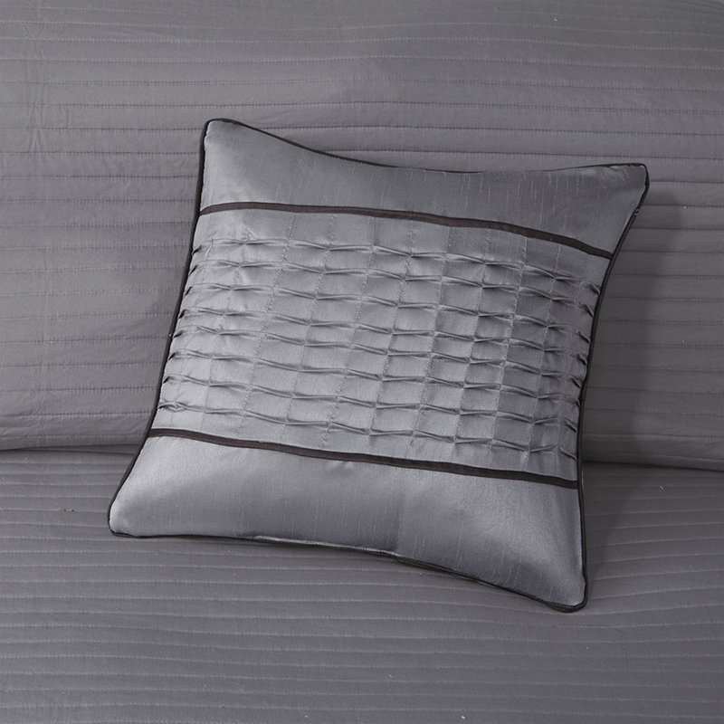 King Grey and Taupe Jacquard Comforter Set with Decorative Pillows