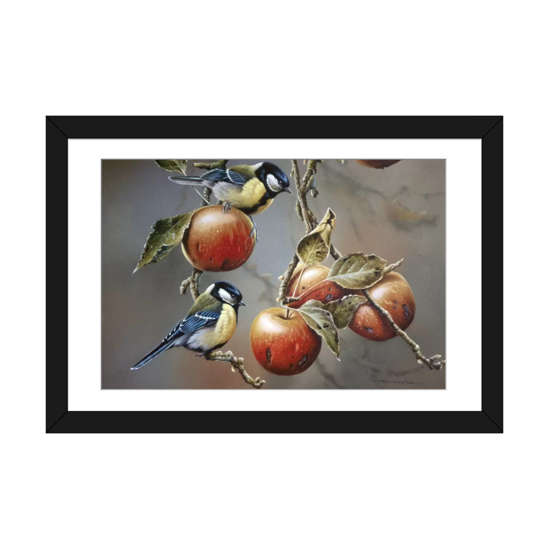 Deux oiseaux avec des pommes par Jan Weenik - Toile tendue, estampe numérique sur toile tendue, H 16 po x l 24 po x P 1 po