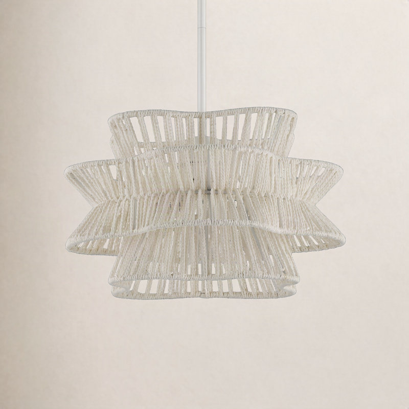 Towne 1 - Light Dimmable Woven Rope Pendant, White